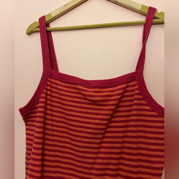 Old Navy Striped Magenta Orange Lightweight Ribbed Tank Top XXL - Picture 2 of 5